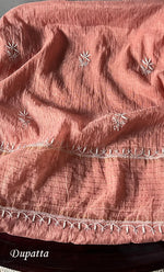 Load image into Gallery viewer, Women's Lakhnavi Handcrafted Mul Chanderi Semi - Stitched Kurta And Dupatta Set - HONC0284757