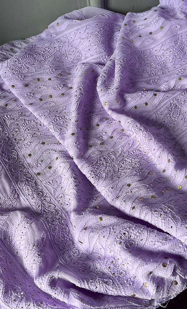 Women's Lakhnavi Handcrafted Viscose Georgette Chikankari Kurti Fabric - HONC0207167