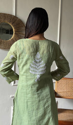 Load image into Gallery viewer, Women's Lakhnavi Handcrafted Kota Cotton Chikankari Kurti - HONC0360433