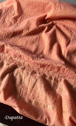 Load image into Gallery viewer, Aaliyah Women's Lakhnavi Handcrafted Mul Chanderi Semi - Stitched Angrakha And Dupatta Set - HONC0277639