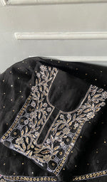Load image into Gallery viewer, Women's Lakhnavi Handcrafted Pure Organza Silk Chikankari Unstitched Full Suit Material - HONC0313611