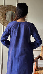 Load image into Gallery viewer, Women's Lucknowi Handcrafted Chanderi Silk Chikankari Kurti - HONC0342789