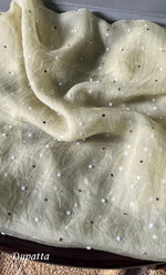 Load image into Gallery viewer, Marifa Women's Lakhnavi Handcrafted Pure Organza Chikankari Unstitched Kurta And Dupatta Set- HONC0300625