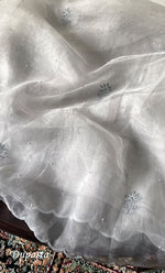 Load image into Gallery viewer, Mehnaj  Women's Lakhnavi Handcrafted Pure Organza Chikankari Unstitched Kurta And Dupatta Set- HONC0316462