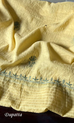 Load image into Gallery viewer, Women's Lakhnavi Handcrafted Mul Chanderi Unstitched Kurta And Dupatta Set- HONC0280879