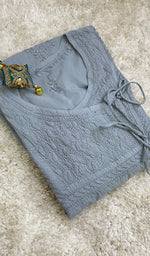 Load image into Gallery viewer, Women's Lucknowi Handcrafted Mul Cotton Chikankari Angrakha- HONC0155834