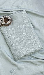 Load image into Gallery viewer, Women's Lucknowi Handcrafted Muslin Chikankari Suit Material - HONC0121058