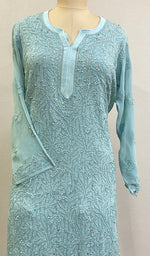 将图像加载到图库查看器中, Women's Lucknowi Handcrafted Viscose Georgette Chikankari Kurta Gharara Set - HONC0195680