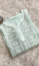 将图像加载到图库查看器中, Sadaf Women's Lakhnavi Handcrafted Viscose Georgette Chikankari Kurti - HONC0174144