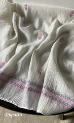 Load image into Gallery viewer, Women's Lakhnavi Handcrafted Mul Chanderi Semi - stitched Kurta And Dupatta Set- HONC0314871