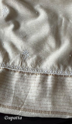 Load image into Gallery viewer, Women's Lakhnavi Handcrafted Munga Silk Chikankari Kurta And Dupatta Set- HONC0256730