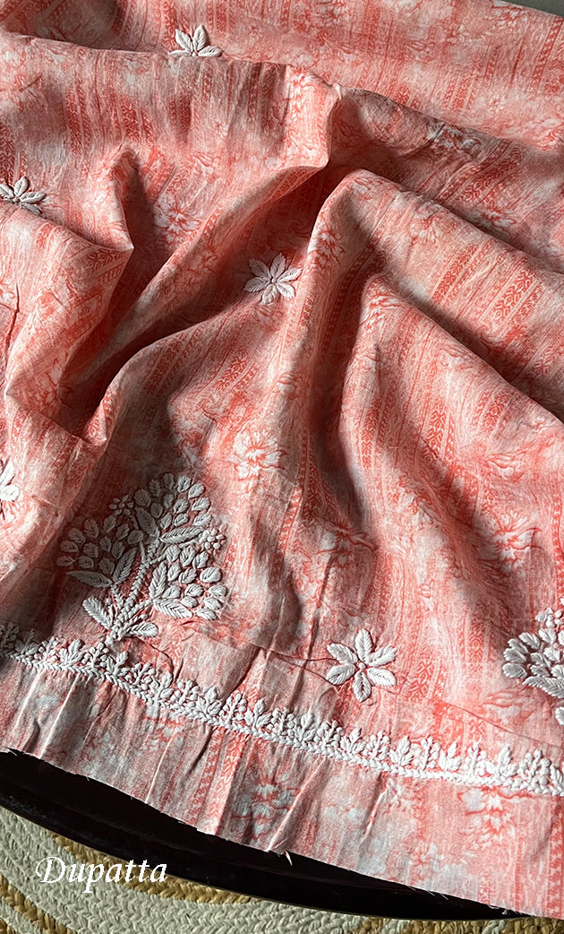 Women's Lakhnavi Handcrafted Cotton Chikankari Kurta And Kurta Dupatta Set - HONC0312684