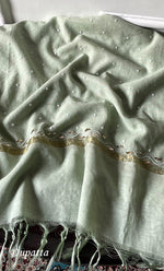 将图像加载到图库查看器中, Women's Lakhnavi Handcrafted Mul Chanderi Unstitched Chikankari Full Suit Material - HONC0311949