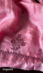Load image into Gallery viewer, Women's Lakhnavi Handcrafted Tussar Silk Chikankari Full Suit Material - HONC0269543
