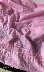 Load image into Gallery viewer, Women's Lakhnavi Handcrafted Mul Chanderi Semi - Stitched Kurta And Dupatta Set- HONC0286656