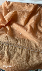 Load image into Gallery viewer, Mor Women's Lakhnavi Handcrafted Mul Chanderi Unstitched Kurta And Dupatta Set- HONC0330296