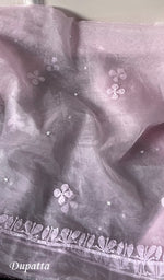 将图像加载到图库查看器中, Women's Lakhnavi Handcrafted Organza Chikankari Unstitched Full Suit Material - HONC0271208