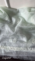 将图像加载到图库查看器中, Women's Lakhnavi Handcrafted Organza Chikankari Unstitched Full Suit Material - HONC0271210