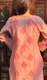 Load image into Gallery viewer, Masooma Women's Lucknowi Handcrafted Chanderi Silk Chikankari Kurti - HONC0257297