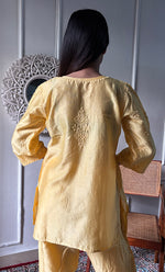 Load image into Gallery viewer, Imara Women's Lakhnavi Handcrafted Chanderi Silk Chikankari Top And Pant Set - HONC0340442