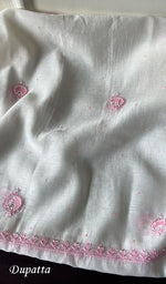 Load image into Gallery viewer, Eshal Women's Lakhnavi Handcrafted Mul Chanderi Unstitched Kurta And Dupatta Set - HONC0284789