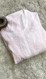 Load image into Gallery viewer, Women's Lucknowi Handcrafted Muslin Chikankari Kurti - HONC0204800