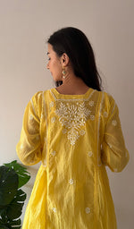 Load image into Gallery viewer, Fariah Women's Lucknowi Handcrafted Mul Chanderi Chikankari Kurti - HONC0264995