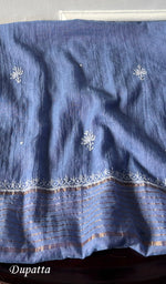 Load image into Gallery viewer, Women's Lucknowi Handcrafted Chanderi Silk Unstitched Chikankari Full Suit Material - HONC0334684