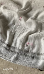 将图像加载到图库查看器中, Women's Lakhnavi Handcrafted Mul Chanderi Semi - stitched Kurta And Dupatta Set- HONC0314869