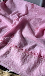 将图像加载到图库查看器中, Women's Lakhnavi Handcrafted Mul Chanderi Semi - Stitched Kurta And Dupatta Set - HONC0304464