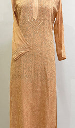 将图像加载到图库查看器中, Yusra Women's Lakhnavi Handcrafted Viscose Georgette Chikankari Kurti - HONC0204832