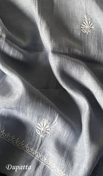 Load image into Gallery viewer, Fawzia Women's Lakhnavi Handcrafted Mul Chanderi Unstitched Kurta And Dupatta Set - HONC0247967