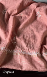 将图像加载到图库查看器中, Women's Lakhnavi Handcrafted Mul Chanderi Semi - Stitched Kurta And Dupatta Set - HONC0284761
