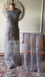 Load image into Gallery viewer, Women's Lakhnavi Handcrafted Pure Organza Chikankari Unstitched Kurta And Dupatta Set- HONC0335082