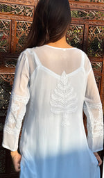 将图像加载到图库查看器中, Women's Lakhnavi Handcrafted Viscose Georgette Chikankari Kurti - HONC0207846