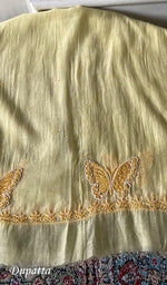 Load image into Gallery viewer, Women's Lakhnavi Handcrafted Mul Chanderi Unstitched Chikankari Full Suit Material - HONC0339581