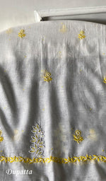 Load image into Gallery viewer, Saziya Women's Lakhnavi Handcrafted Mul Chanderi Semi - Stitched Kurta And Dupatta Set - HONC0357410