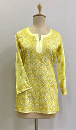 Load image into Gallery viewer, Women's Lakhnavi Handcrafted Silk Chikankari Top - HONC0176218