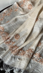 Load image into Gallery viewer, Women's Lakhnavi Handcrafted Munga Silk Chikankari Dupatta - HONC0180043