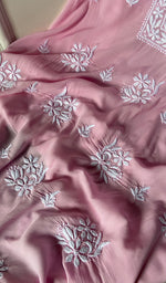 将图像加载到图库查看器中, Simran Women's Lakhnavi Handcrafted Modal Cotton Chikankari Unstitched Kurti Fabric - HONC0261077