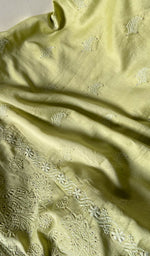 Load image into Gallery viewer, Women's Lakhnavi Handcrafted Chanderi Silk Chikankari Unstitched Kurti Fabric - HONC091933