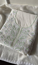 Load image into Gallery viewer, Women's Lakhnavi Handcrafted Mul Chanderi Unstitched Kurta And Dupatta Set - HONC0267973