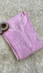 Load image into Gallery viewer, Women's Lucknowi Handcrafted Muslin Chikankari Anarkali Dress - HONC0149492