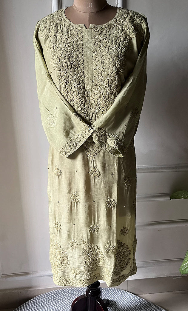 Women's Lakhnavi Handcrafted Muslin Chikankari Kurti - HONC0175632