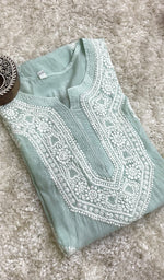 将图像加载到图库查看器中, Women's Lucknowi Handcrafted Muslin Chikankari Kurti - HONC0177054