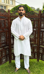 Load image into Gallery viewer, Men's Lucknowi Handcrafted Cotton Chikankari Kurta - HONC0253043