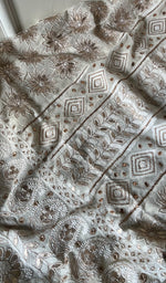 将图像加载到图库查看器中, Saima Women's Lakhnavi Handcrafted Pure Silk Georgette Chikankari  Kurti Fabric - HONC0229272