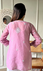 Load image into Gallery viewer, Ishani Women's Lakhnavi Handcrafted Mul Chanderi Chikankari Top - HONC0325406