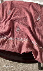 Load image into Gallery viewer, Women's Lakhnavi Handcrafted Mul Chanderi Semi -stitched Chikankari Full Suit Material - HONC0296115