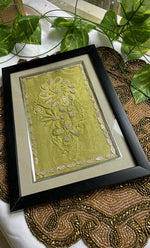 Load image into Gallery viewer, Hand-Embroidered Chikankari Art Frame – Olive Green Elegance - HONC0310992